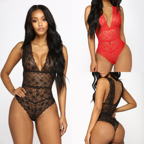 Purveyor Lux Women's Elegant Lace lingerie Thong Body Suit Nightwear