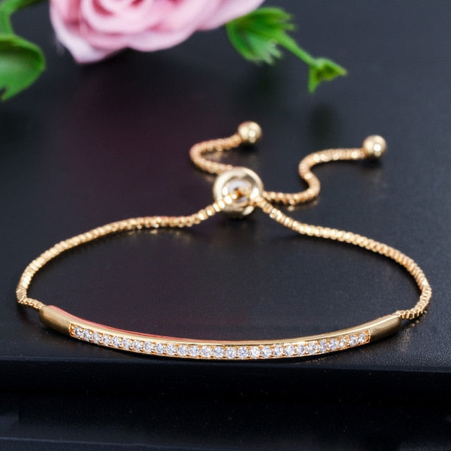 Purveyor  Jewelry Collection (Womens Adjustable Bangle Rose Gold Bracelet with Cubic Circonia)