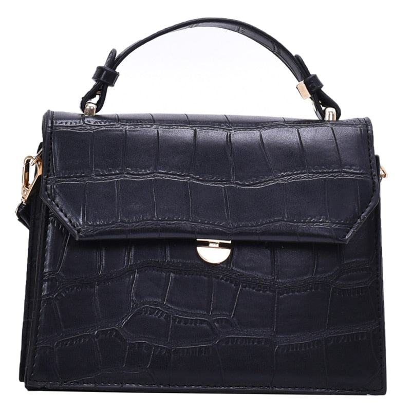 Stone Crocodile Embossed Crossbody Bag