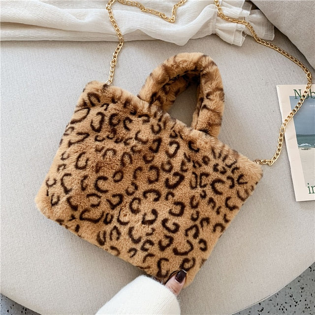 Brand New Women's Purveyor Fashion Fur Handbag/ Purse/ Shoulder Bag  Leopard Print Design