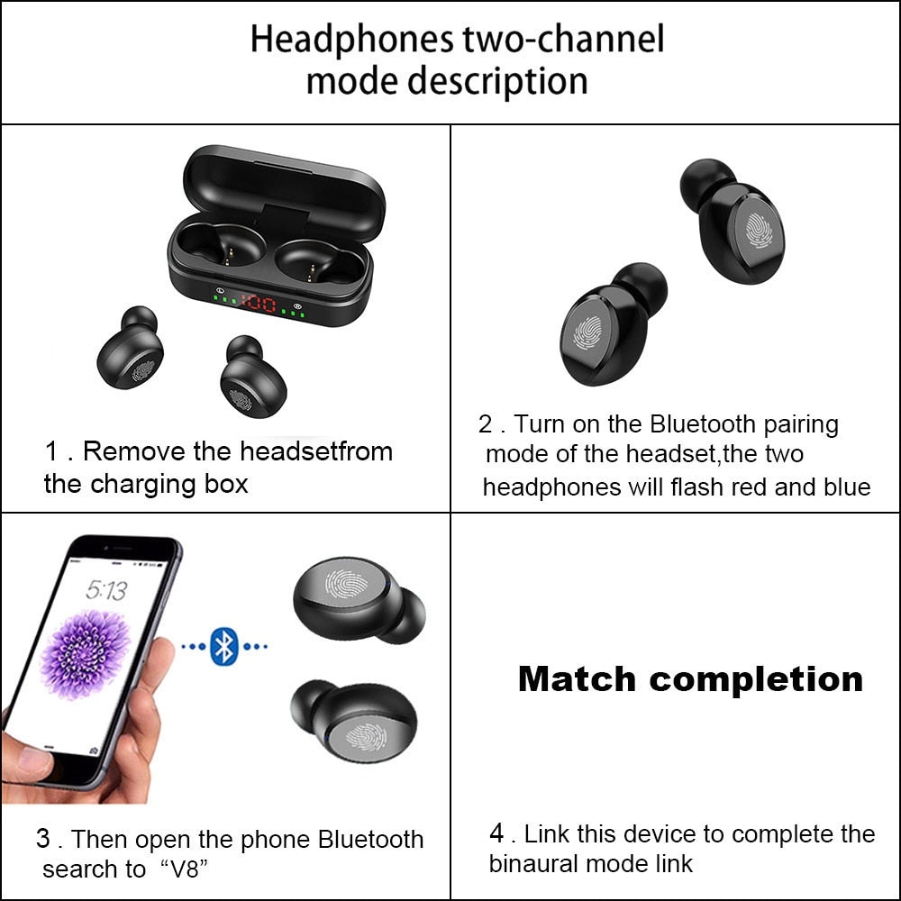 Brand New Purveyor Sound Buds- Waterproof Wireless/Handsfree/Bluetooth 5.0 Earbuds Optimal Sound Quality with Charging Case