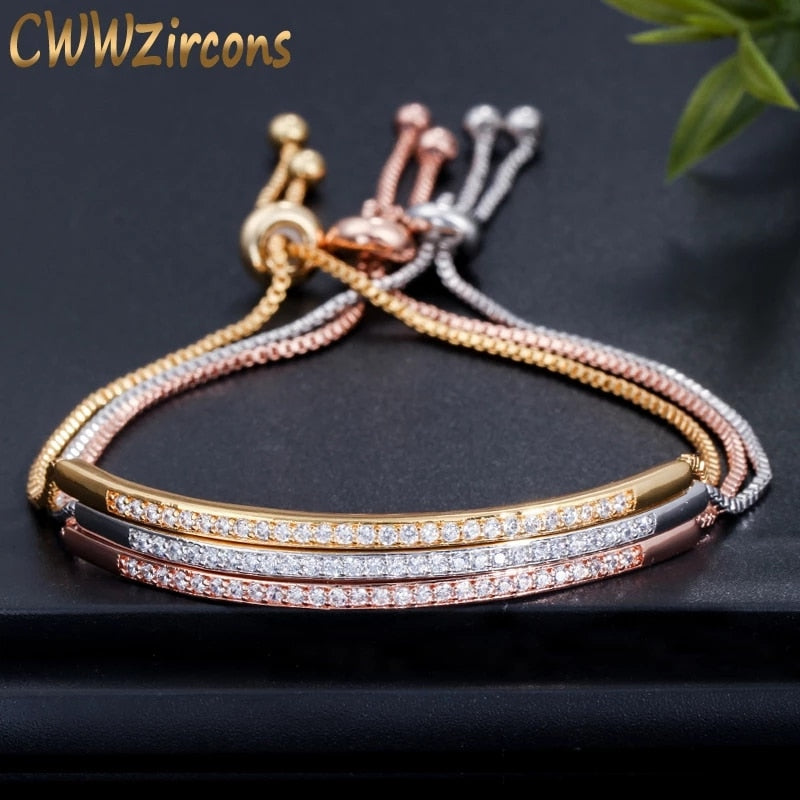 Purveyor  Jewelry Collection (Womens Adjustable Bangle Rose Gold Bracelet with Cubic Circonia)