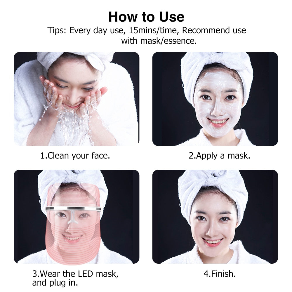 LED  Anti-Aging, Wrinkle Removal Face Mask Skin Therapy   Changes to Multiple Colors