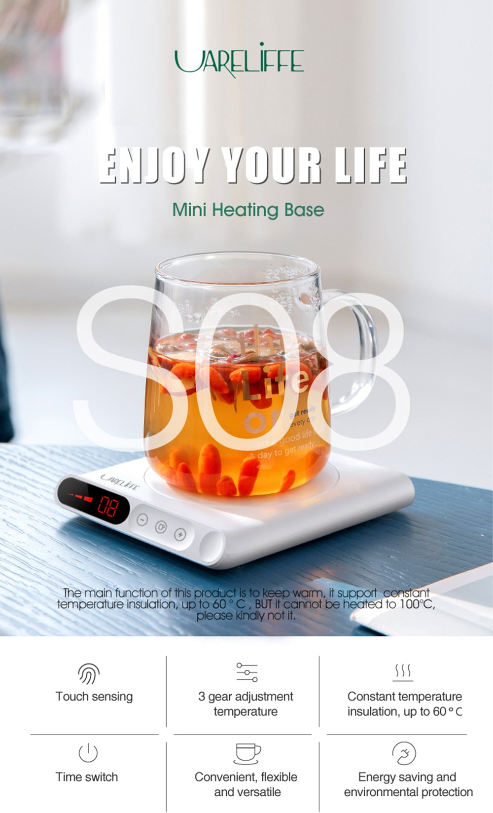 Cofftea Smart Drink Heating Coaster Adjustable Warmth up to 3 levels